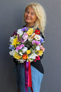 Ludowo 2, wianek dekoracyjny ze wstążkami, śr.32cm  