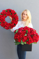 Red Hydrangea, czerwony wianek hortensji, śr.44cm 