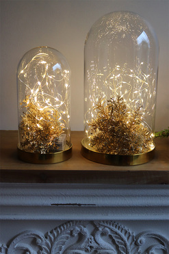 Stars B, złoty klosz z dekoracją LED, mniejszy, wys.20cm