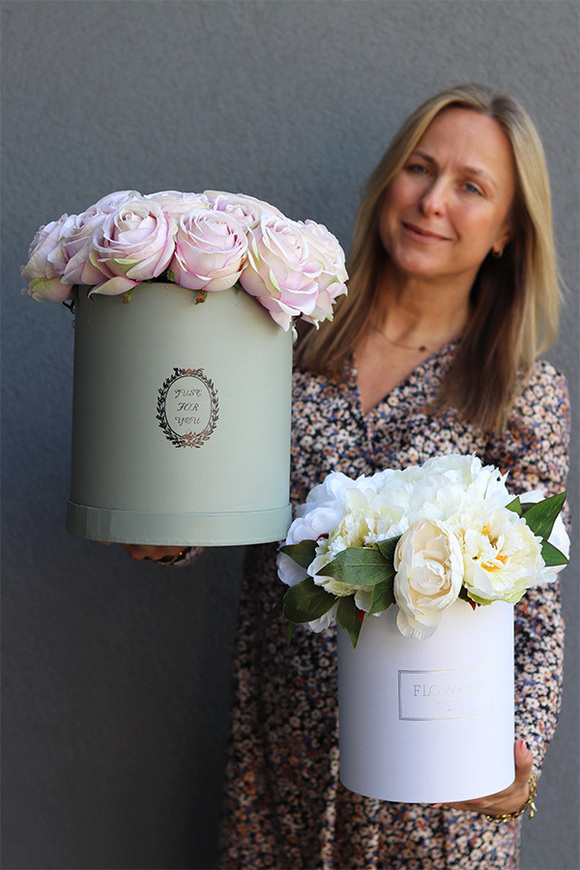 Pink Delicate Roses, flowerbox z różami