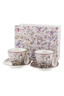 Garden Flowers, komplet filiżanek na prezent z łyżeczkami, 2szt. poj.300ml