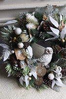 Zimowa Sowa, świąteczny wianek na drzwi