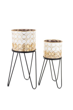 Chartres, metalowa osłonka w stojaku kwietnik, kpl.2szt