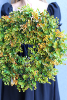 Zielone Liście D, wysokiej jakości sztuczny wianek na drzwi, śr.42cm