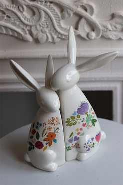 OD RĘKI Floral Easter, figurka para zajączków wielkanocnych, wys.22cm