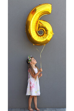 Numbers, złota cyfra balon z helem połysk, wys.92cm, odbiór w sklepie