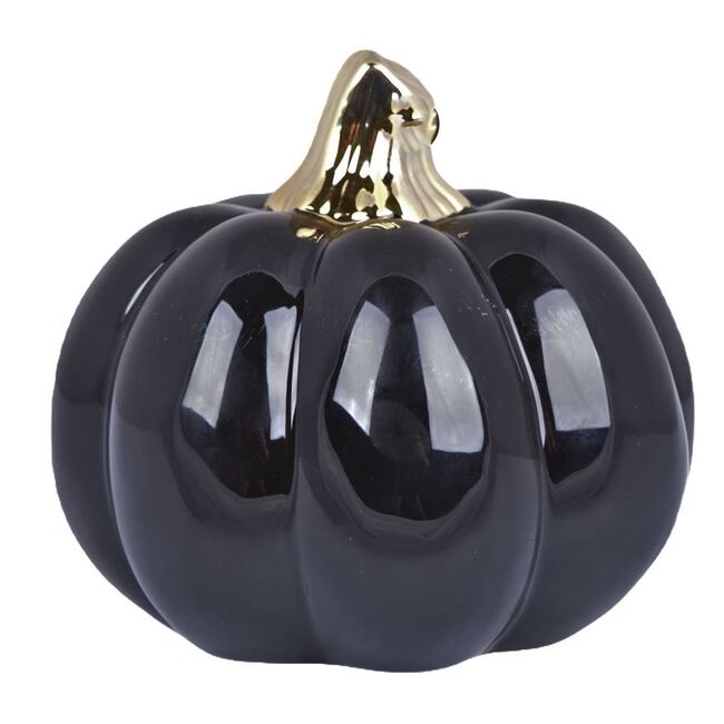 Pumpkin Black, dekoracyjna dynia ceramiczna, duża, wym.16x16.5cm 