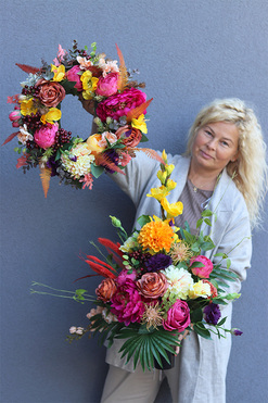 Colorro, komplet jesiennych dekoracji nagrobnych, bukiet + wieniec