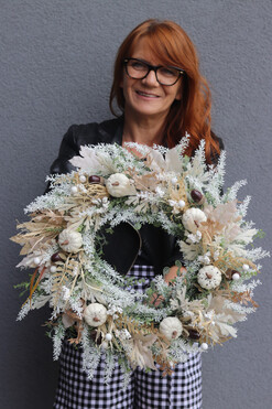 November Sun, boho jesienny wianek z dyniami, śr.47cm