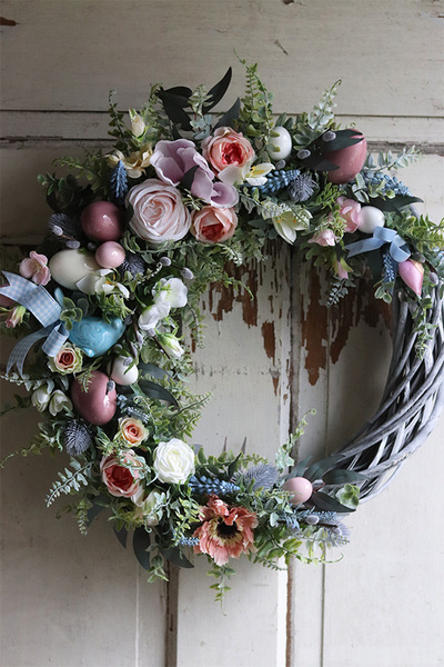 elegancki wianek wielkanocny, Green Canoe Pastels 2, śr.50cm