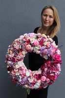 Bella Pinkie, bogaty różowy wianek na drzwi, śr.51cm 