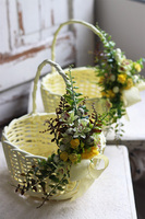 Cytrynowy, dekorowany koszyczek wielkanocny, wys.28cm 