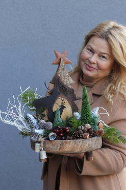 OD RĘKI Wintery, świąteczny stroik na stół, wym.46x43cm