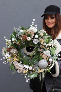 Bianco Christmas LED, wianek świąteczny, śr.44cm 