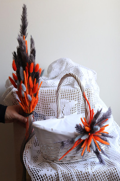 OD RĘKI Eleonora, komplet dekoracji wielkanocnych, koszyczek&palemka, wys.62/28cm