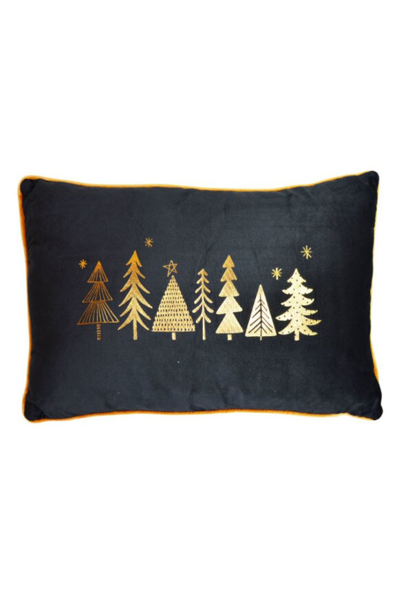 Christmas, poduszka dekoracyjna, czarna choinka, wym.45x30cm