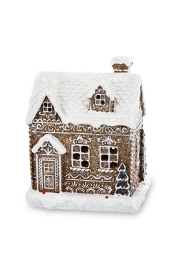 Gingerbread House H, świąteczny domek z piernika LED, wym.15x12.5x9.5cm