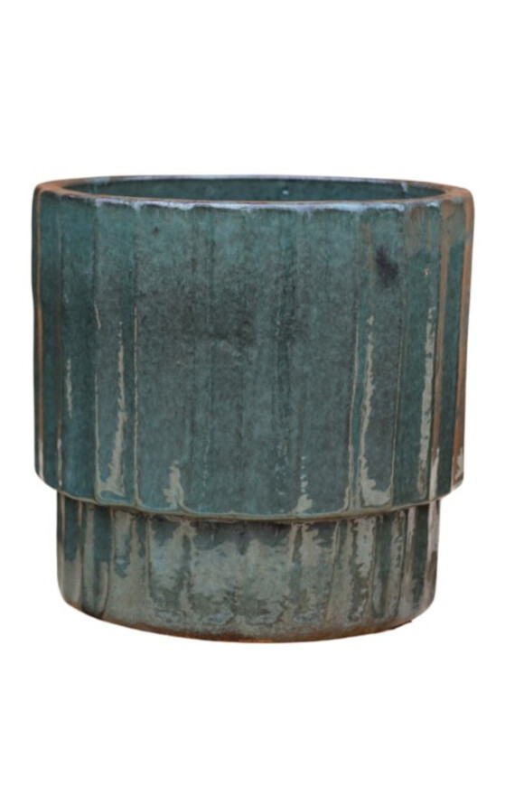 Garden Chic Sophia, kpl. 3 donic ogrodowych, ceramika, kolor oliwkowozielony