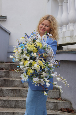 OD RĘKI Ptaszki Majowe, wiosenny wianek z ptaszkiem, rozp.80cm 