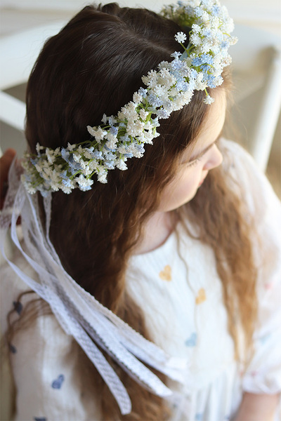 Kaszka Blue, komunijny kwiatowy wianek na głowę, rozmiar uniwersalny