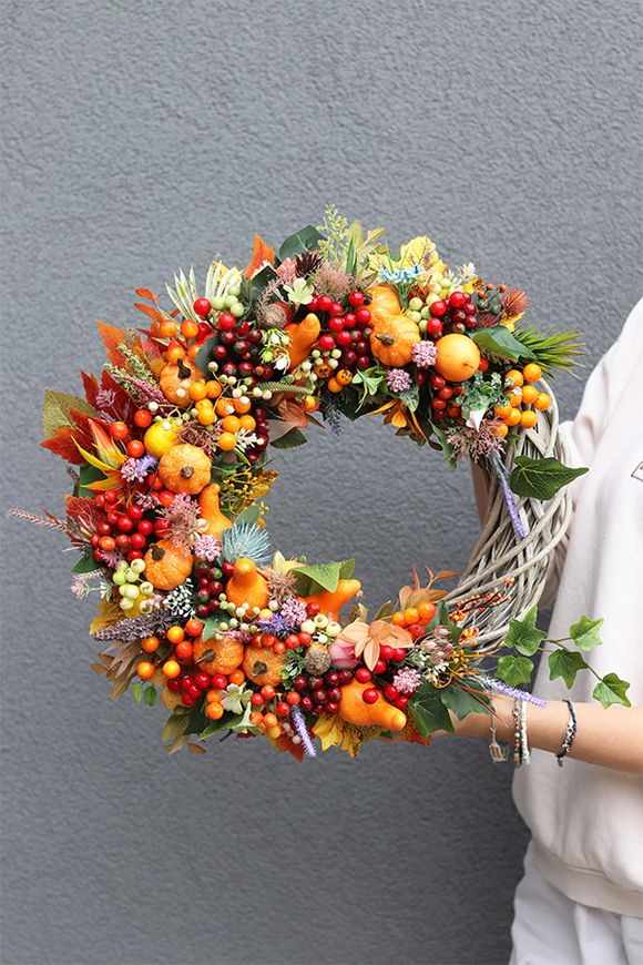 Jesienna Melona 2, jesienny wianek z dyniami