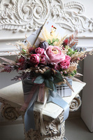 koperta / kompozycja flowerbox Medunia Chocolate, wym.29.5x30cm