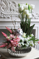 Srebrna Sielanka Sweetie Bunny, stroik wielkanocny w naczyniu