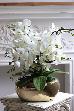 Nature&Gold, sztuczny storczyk w złotej donicy glamour, wys.50cm