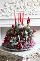 Ptasie Święta, adwentowy stroik ze świecami na talerzu