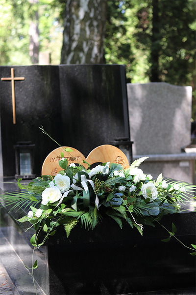 Serce Pamięci, kompozycja nagrobna z dedykacją, wym.36xcm