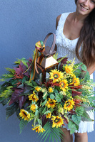 Angelo Garden Jesień, lampion nagrobny ze słonecznikami, wys.41cm