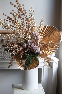 Jerusalem Gold Premium, świąteczny bukiet kwiatów w wazonie, wys.107cm 