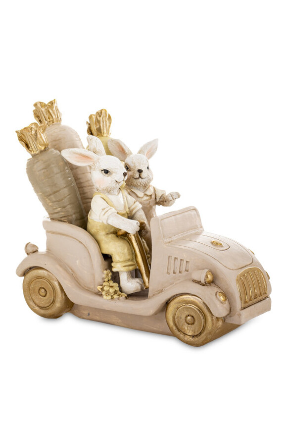 Bunny Cottage Beige, figurka wielkanocna autko