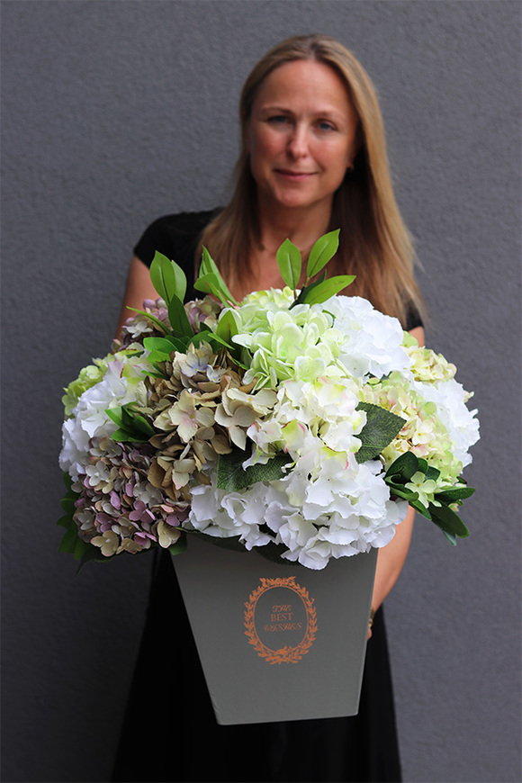 flowerbox z hortensjami, Mediano Hydrangea, wym.54x44cm 