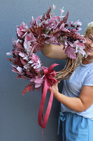 OD RĘKI Aoife, asymetryczny jesienny wianek na drzwi, śr.52cm