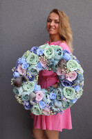 Pumpkin Blue, niebieski jesienny wianek z dyniami