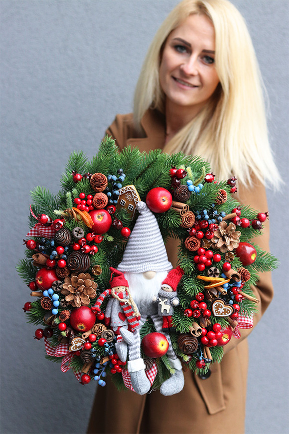 Skrzat Świąteczny, bożonarodzeniowy wianek na drzwi