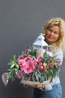 Amalanti, kompozycja nagrobna serce z latarenką