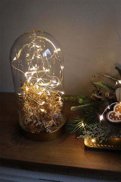 Stars B, złoty klosz z dekoracją LED, większy