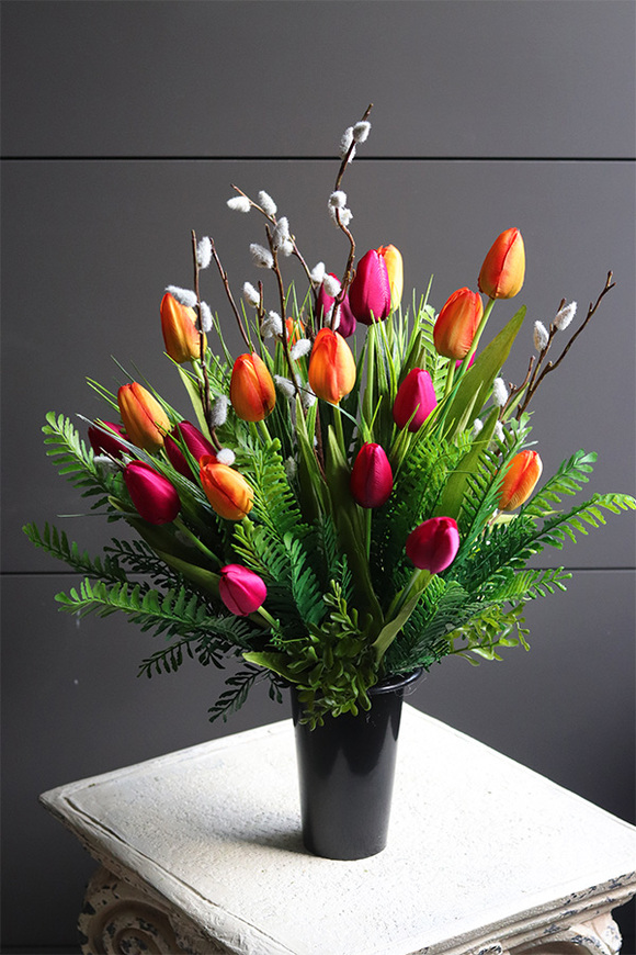 Tulippe Volcan Premium wiosenny komplet dekoracji nagrobnych