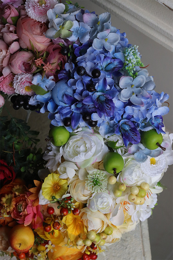 Tęczowy Ogród 3, dekoracyjny wianek na drzwi