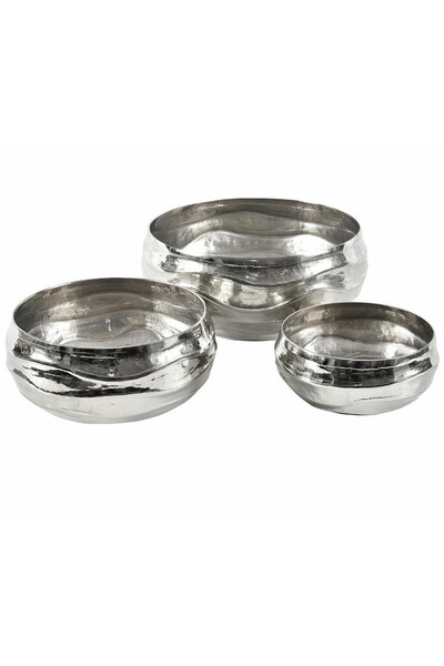 Deluxe, komplet 3-ech metalowych mis, wym.33/26/20cm