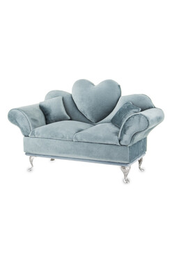 Velurri, welurowe puzderko / szkatułka na biżuterię, miętowa, wym.15x24x9cm