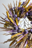 Fioletowa Wielkanoc, dekoracyjny wianek z suszem