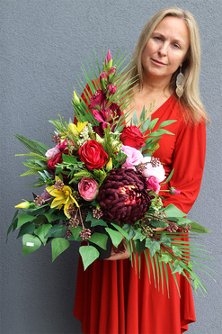 Ksylana, jesienny bukiet nagrobny we wkładzie, dł.60cm