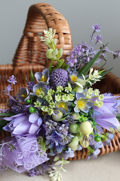 OD RĘKI Violetta 2, dekorowany koszyczek wielkanocny, wys.17cm