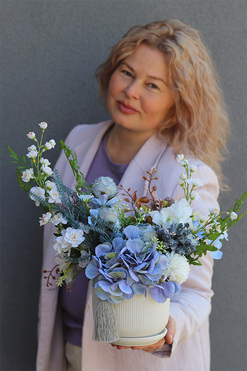 Blue Origami, błękitna kompozycja w naczyniu, wym.39x35x30cm