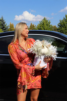 white Pumpkin, welurowy flowerbox jesienny, wym.40x40x30cm