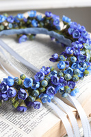 wianek z niebieskich kwiatów Blunalia Prime - na komunię