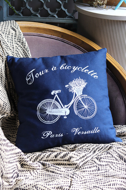 OD RĘKI poduszka dekoracyjna granatowa Bicyclette 43x43cm 